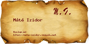 Máté Izidor névjegykártya